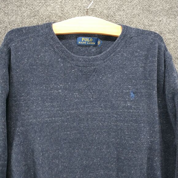 Polo Ralph Lauren Men's Pullover Crew Neck Knit Sweater Blue Large Cotton Logo - Picture 3 of 15